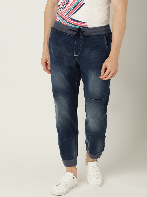 

United Colors of Benetton Men Navy Blue Jogger Fit Low-Rise Stretchable Joggers