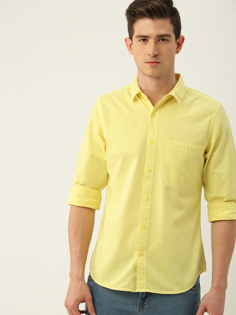 

United Colors of Benetton Men Yellow Regular Fit Solid Casual Shirt