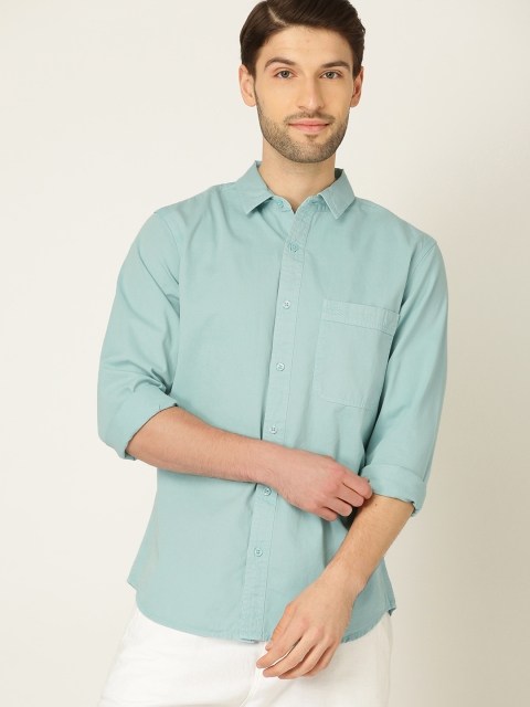 

United Colors of Benetton Men Blue Regular Fit Solid Casual Shirt