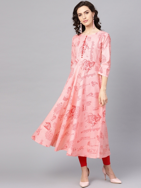 

AHIKA Women Pink Printed A-Line Kurta