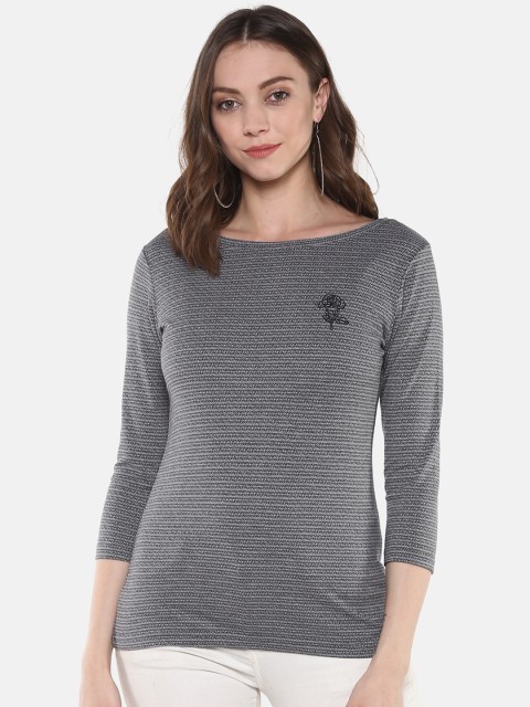 

HARBORNBAY Women Grey Textured Top