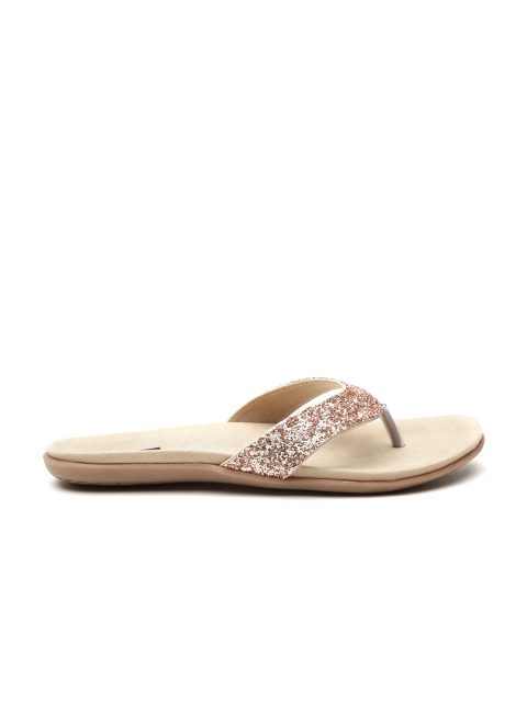 

Shoetopia Women Beige Shimmer Open Toe Flats
