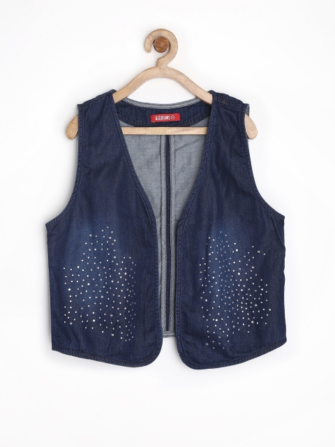 

GJ UNLTD JEANS by Gini & Jony Girls Blue Studded Denim Waistcoat