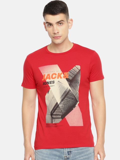

Jack & Jones Men Red Printed Round Neck T-shirt