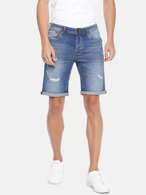 

Jack & Jones Men Blue Solid Regular Fit Denim Shorts