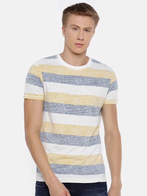 

Jack & Jones Men White Striped Round Neck T-shirt