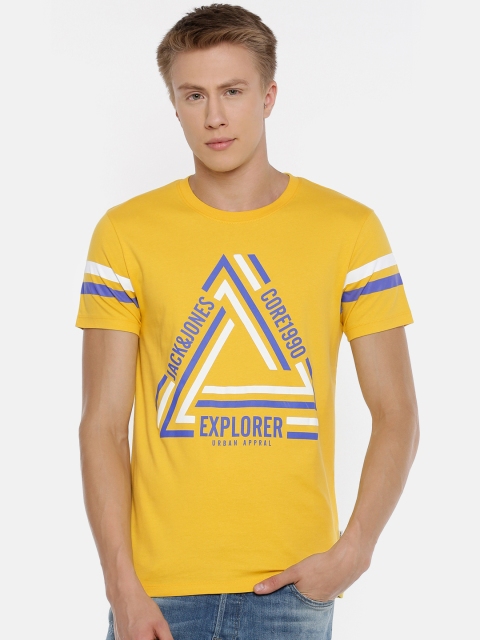 

Jack & Jones Men Yellow Printed T-shirt