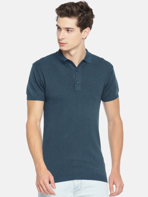 

Jack & Jones Men Blue Solid Polo Collar T-shirt