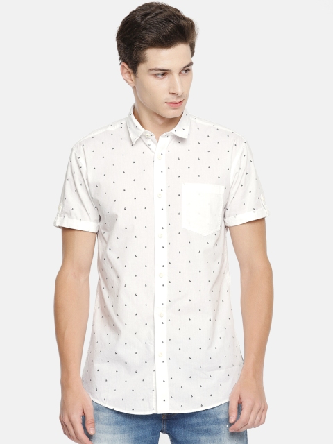 

Jack & Jones Men White Slim Fit Printed Casual Shirt