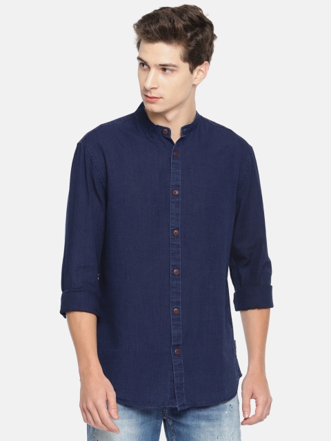 

Jack & Jones Men Navy Blue Slim Fit Solid Casual Shirt