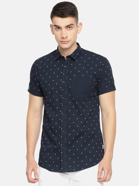 

Jack & Jones Men Navy Blue Slim Fit Printed Casual Shirt