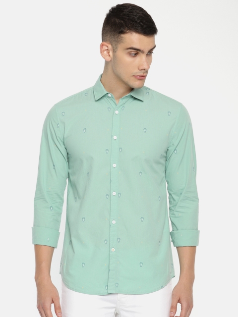 

Jack & Jones Men Green Slim Fit Printed Casual Shirt