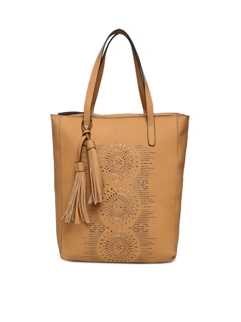 

Vero Moda Brown Self Design Tote Bag