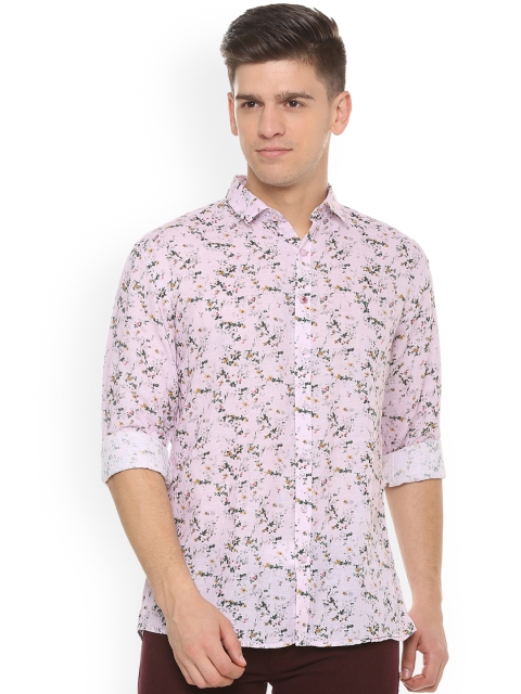 

V Dot Men Pink Slim Fit Printed Casual Shirt