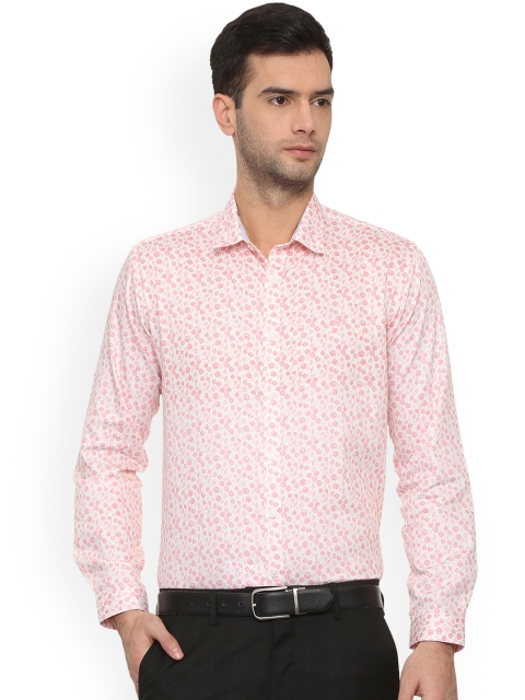 

V Dot Men Pink Slim Fit Printed Formal Shirt