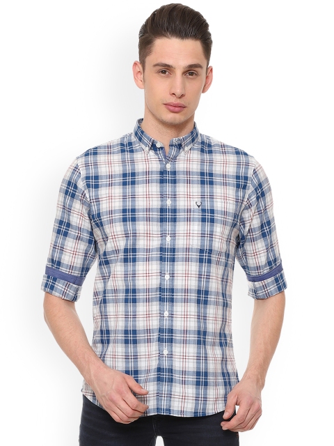 

Allen Solly Men Blue & Off-White Slim Fit Checked Casual Shirt