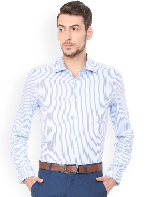

Louis Philippe Men Blue & White Regular Fit Striped Formal Shirt