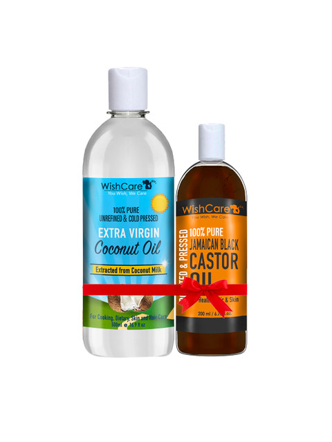 

WishCare Unisex Combo of 100% Pure Castor Oil and Coconut Oil, Transparent