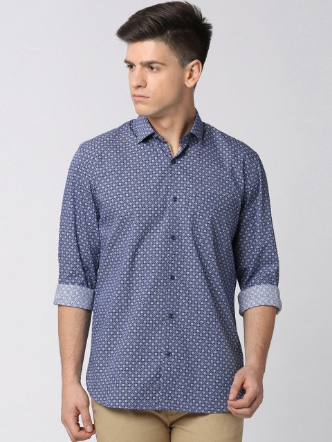 

Peter England Men Blue & White Slim Fit Printed Casual Shirt