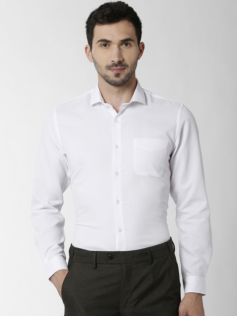 

Peter England Men White Slim Fit Striped Formal Shirt