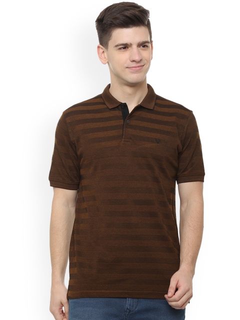 

Allen Solly Men Brown Striped Polo Collar T-shirt