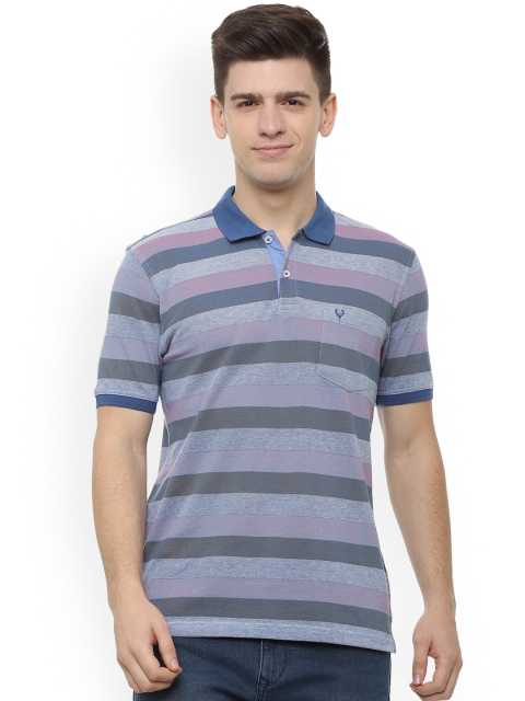 

Allen Solly Men Blue Striped Polo Collar T-shirt
