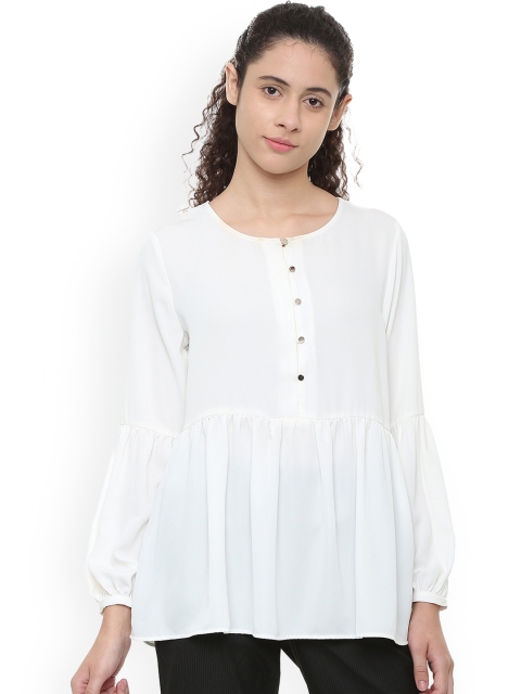

Van Heusen Woman White Solid Peplum Top