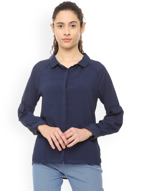 

Van Heusen Woman Women Blue Regular Fit Checked Casual Shirt