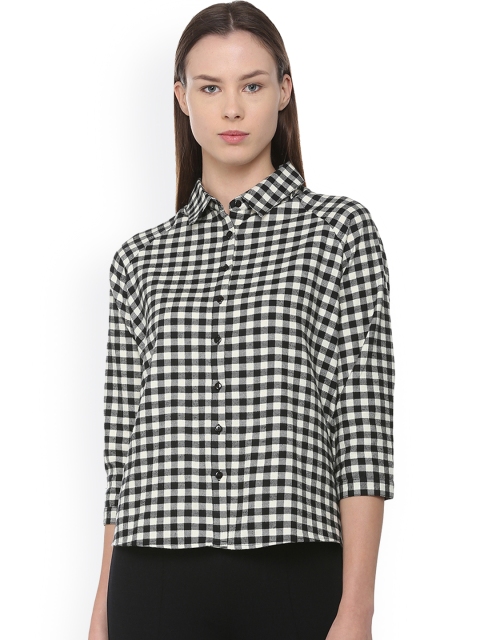 

Van Heusen Woman Women Black & White Regular Fit Checked Casual Shirt