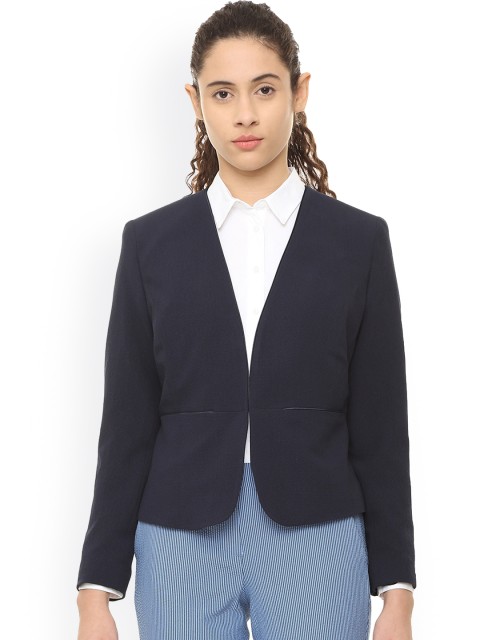 

Van Heusen Woman Navy Blue Solid Regular-Fit Single-Breasted Blazer