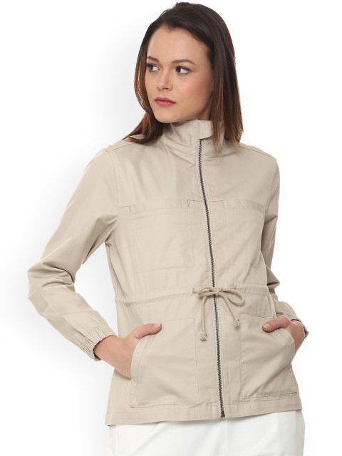 

Van Heusen Woman Beige Solid Bomber