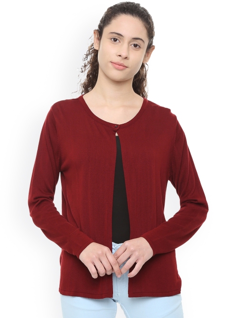 

Van Heusen Woman Maroon Solid Open Front Shrug