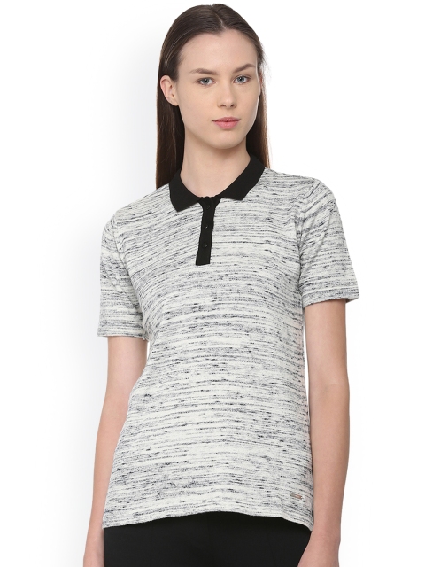 

Van Heusen Woman Grey Self Design Polo Collar T-shirt