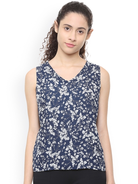 

Van Heusen Woman Blue & White Printed High-Low Top
