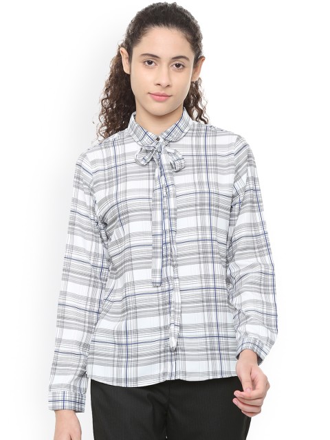 

Van Heusen Woman Women Grey Regular Fit Checked Casual Shirt