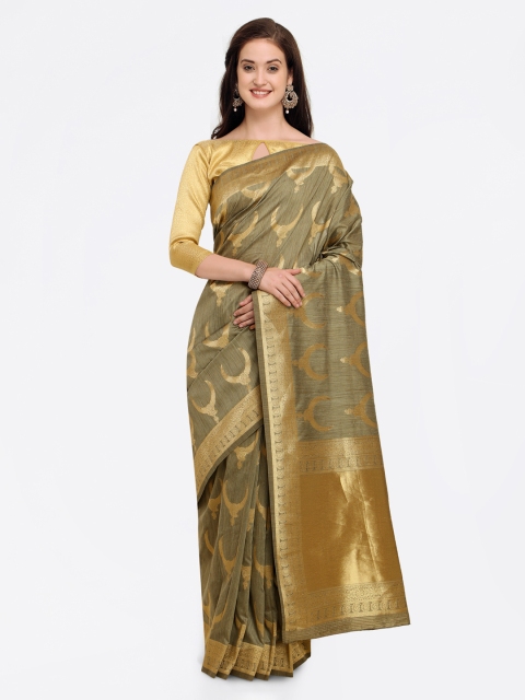 

Shaily Green Pure Silk Woven Design Banarasi Saree