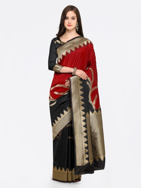 

Shaily Red & Black Pure Silk Woven Design Banarasi Saree