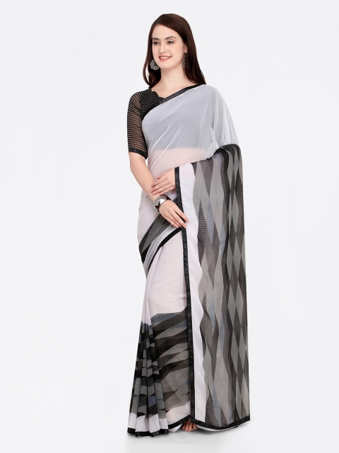 

Shaily Off-White & Black Pure Georgette Printed Saree