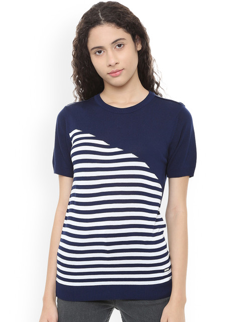 

Van Heusen Woman Navy Blue Striped Top