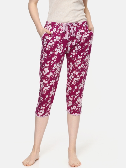 

Kanvin Women Purple & White Floral Print Lounge Capris MJKSS191L
