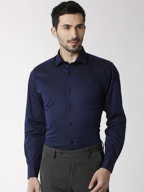 

Peter England Elite Men Blue Regular Fit Self Design Formal Shirt