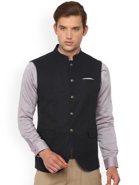 

Louis Philippe Men Black Printed Woven Nehru Jacket