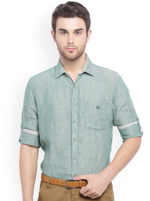 

Van Heusen Sport Men Green Linen Slim Fit Solid Casual Shirt