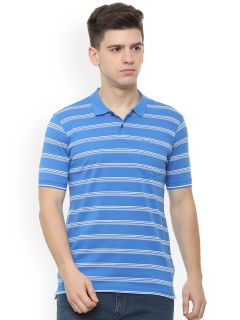 

Van Heusen Sport Men Blue Striped Polo Collar T-shirt