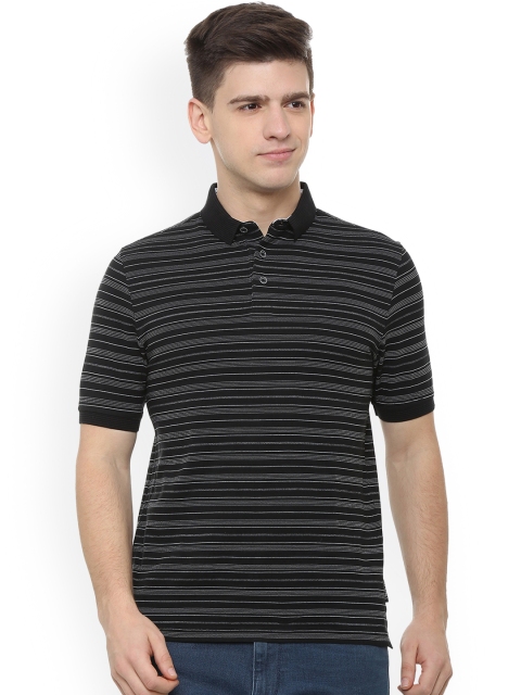 

Van Heusen Sport Men Black & White Striped Polo Collar T-shirt