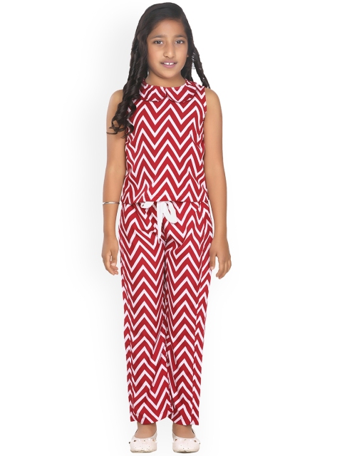 

LilPicks Girls Purple & White Printed Top with Capris
