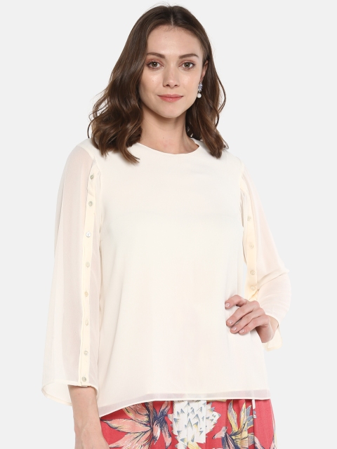 

sassystripes Women Cream-Coloured Solid Top