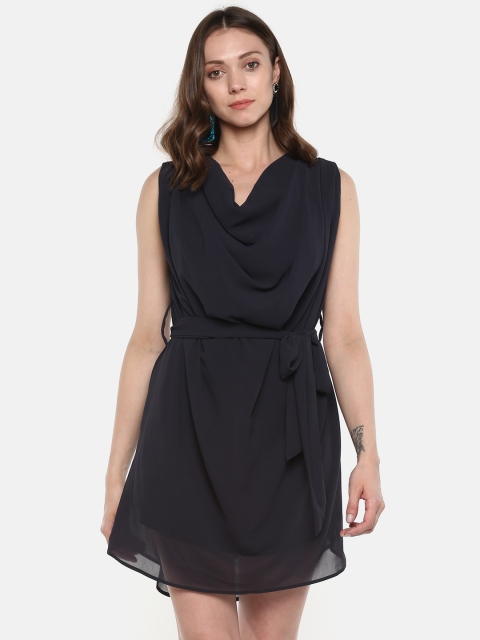 

sassystripes Women Charcoal Grey Solid A-Line Dress