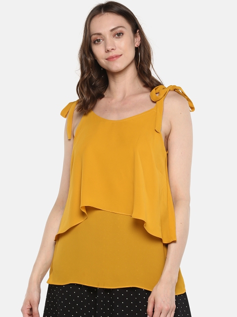 

sassystripes Women Mustard Yellow Solid A-Line Top