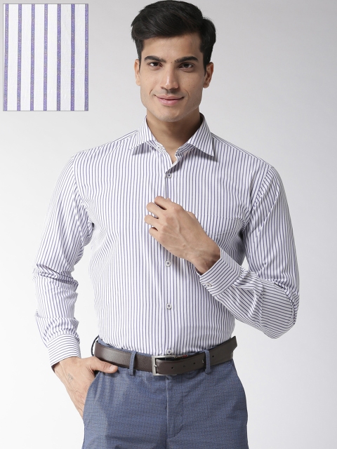 

Richlook Men White & Blue Regular Fit Striped Formal Shirt